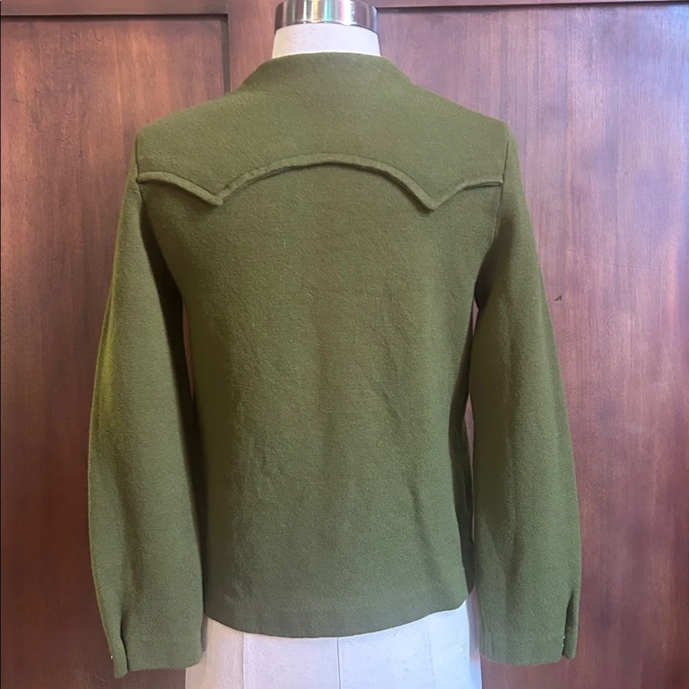 50s Olive Green Lucky Western Cardigan - Picture 6 of 8